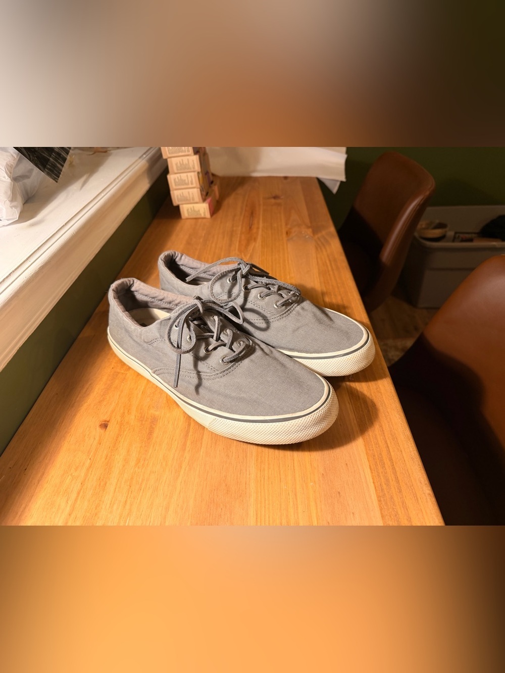 Sperry Gray Canvas Low-Top Sneakers